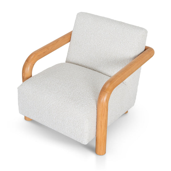 Lazycave Off White Boucle Armchair - Natural Oak Armchair MYI-Core   