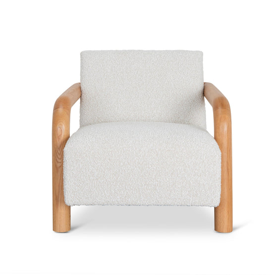 Lazycave Off White Boucle Armchair - Natural Oak Armchair MYI-Core   