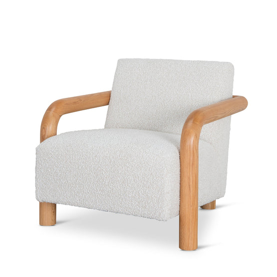 Lazycave Off White Boucle Armchair - Natural Oak Armchair MYI-Core   