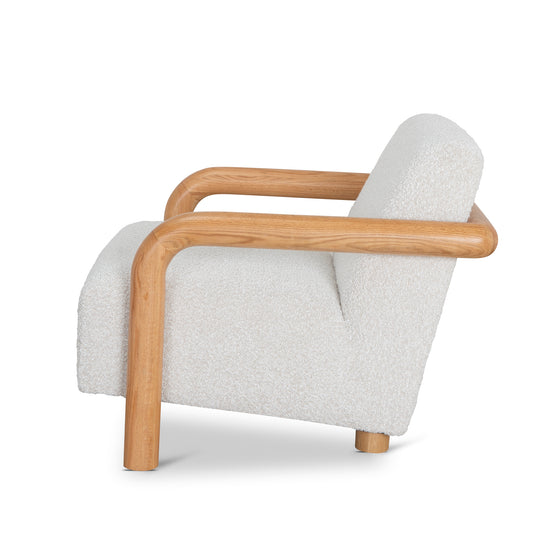 Lazycave Off White Boucle Armchair - Natural Oak Armchair MYI-Core   