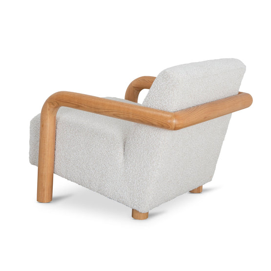 Lazycave Off White Boucle Armchair - Natural Oak Armchair MYI-Core   