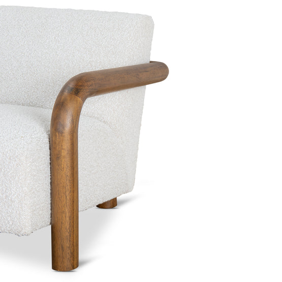 Lazycave Off White Boucle Armchair - Dark Natural Armchair MYI-Core   