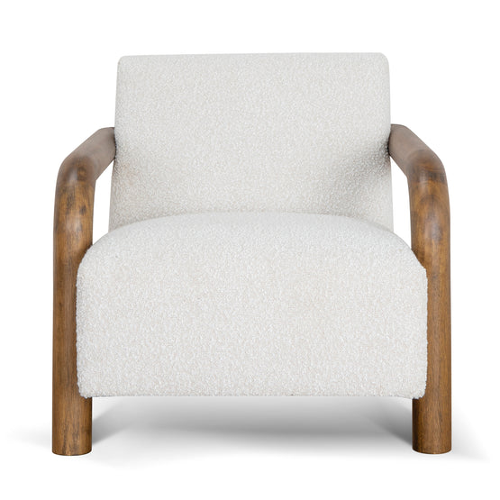 Lazycave Off White Boucle Armchair - Dark Natural Armchair MYI-Core   