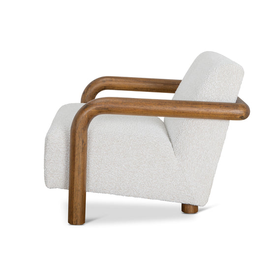 Lazycave Off White Boucle Armchair - Dark Natural Armchair MYI-Core   