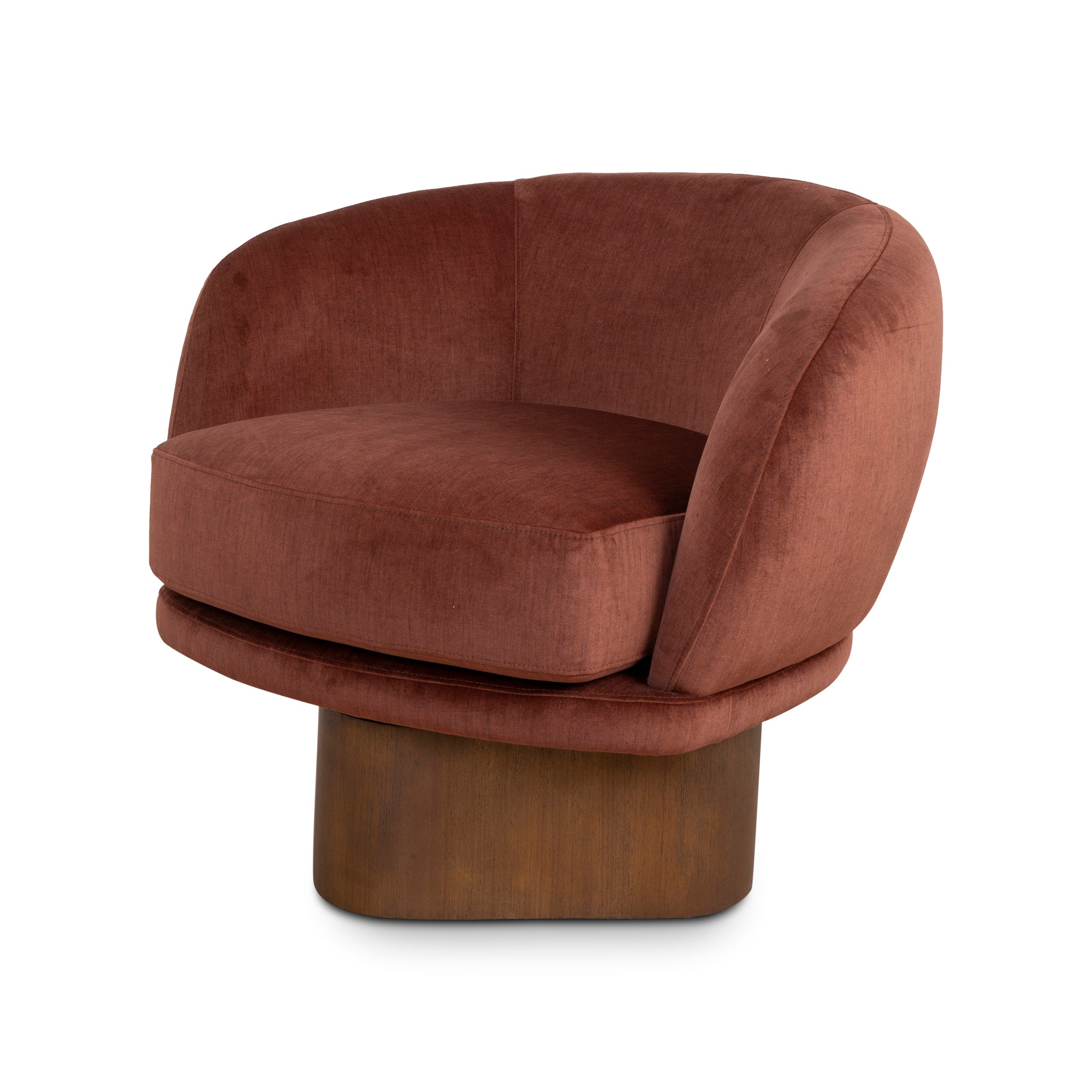 Odin Fabric Swivel Armchair - Soft Rust Armchair Casa-Core