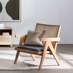 Ex Display - Castro Rattan Armchair - Distress Natural and Black Seat Armchair Chic-Core   