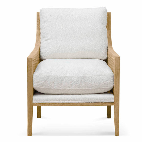 Ex Display - Ayala Rattan Arm Chair - Ivory White Boucle Armchair Chic-Core   