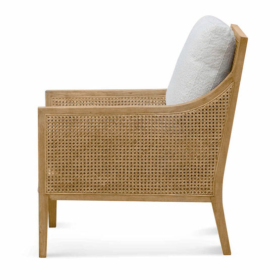 Ex Display - Ayala Rattan Arm Chair - Ivory White Boucle Armchair Chic-Core   