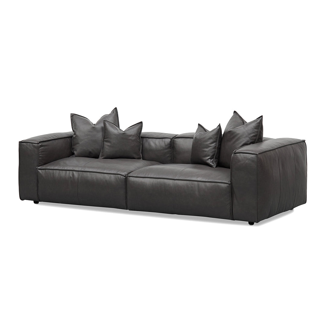 Loft 4 Seater Sofa with Cushion and Pillow - Shadow Grey Leather Sofa K Sofa-Core   