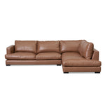 Lucinda 4 Seater Right Chaise Leather Sofa - Caramel Brown Sofa K Sofa-Core   