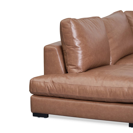 Lucinda 4 Seater Left Chaise Sofa - Caramel Brown Leather Chaise Lounge K Sofa-Core   