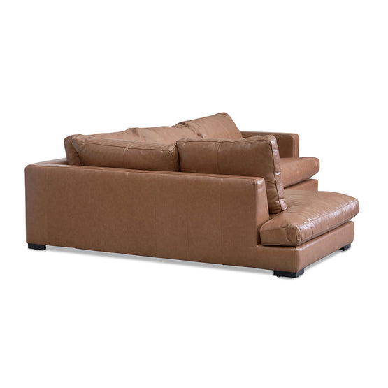 Lucinda 4 Seater Left Chaise Sofa - Caramel Brown Leather Chaise Lounge K Sofa-Core   