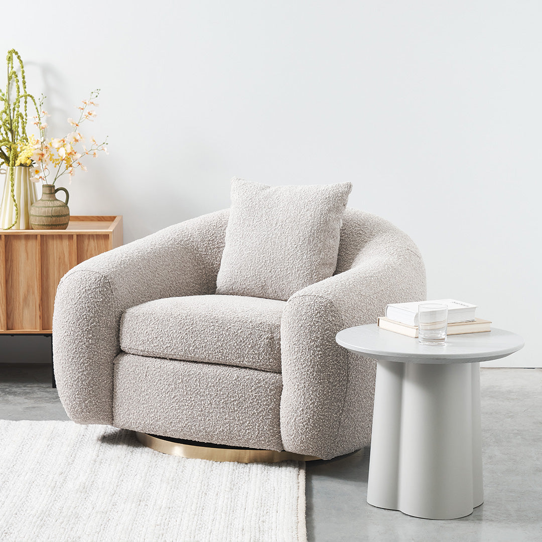 Howard Swivel Armchair - Ash Grey Boucle Armchair Forever-Core   