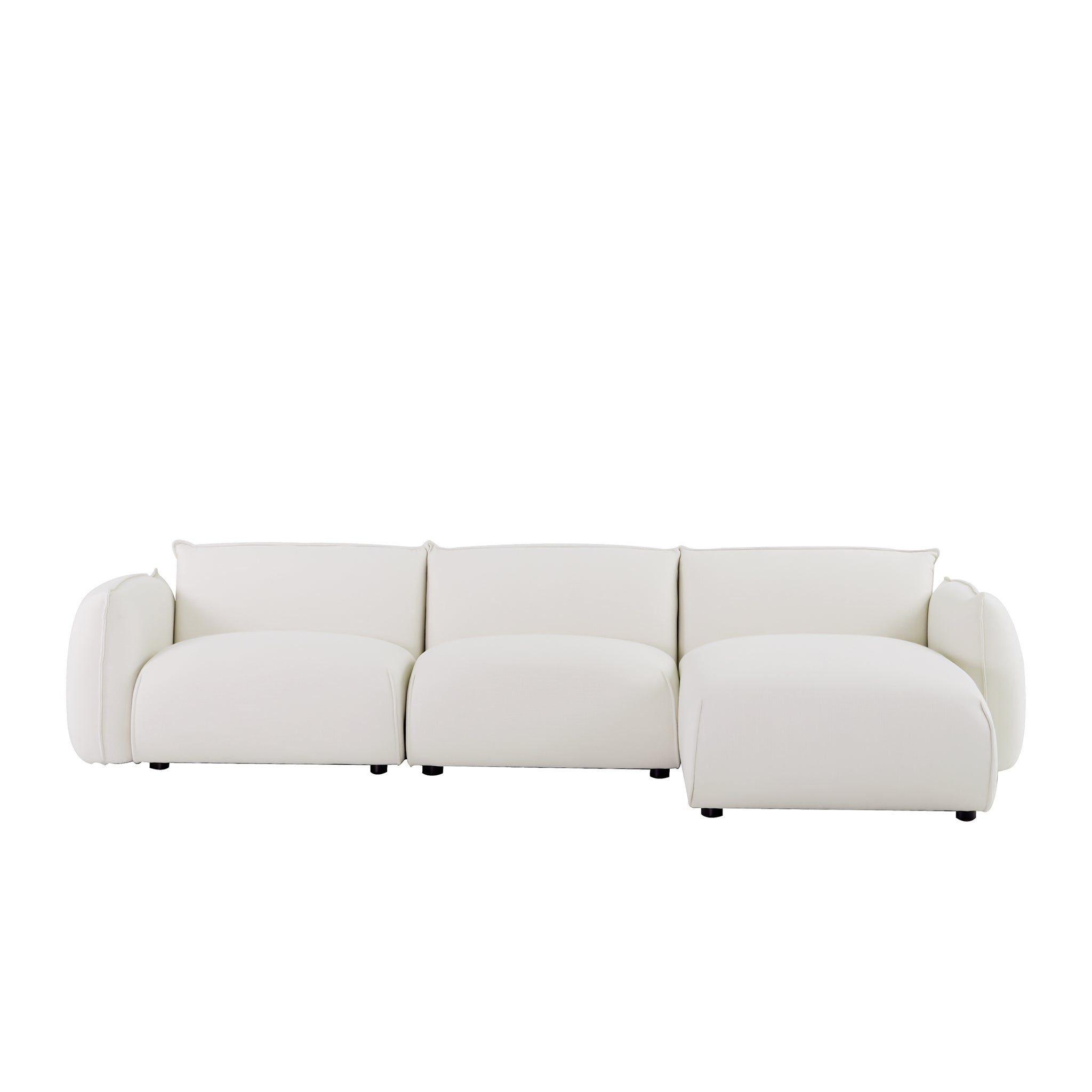 Ferrell 3 Seater Right Chaise Sofa - Beige Chaise Lounge Iggy-Core   