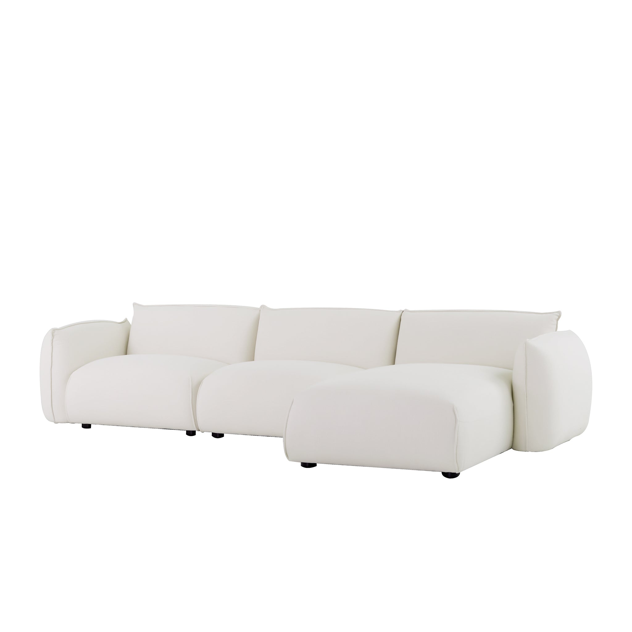 Ferrell 3 Seater Right Chaise Sofa - Beige Chaise Lounge Iggy-Core   