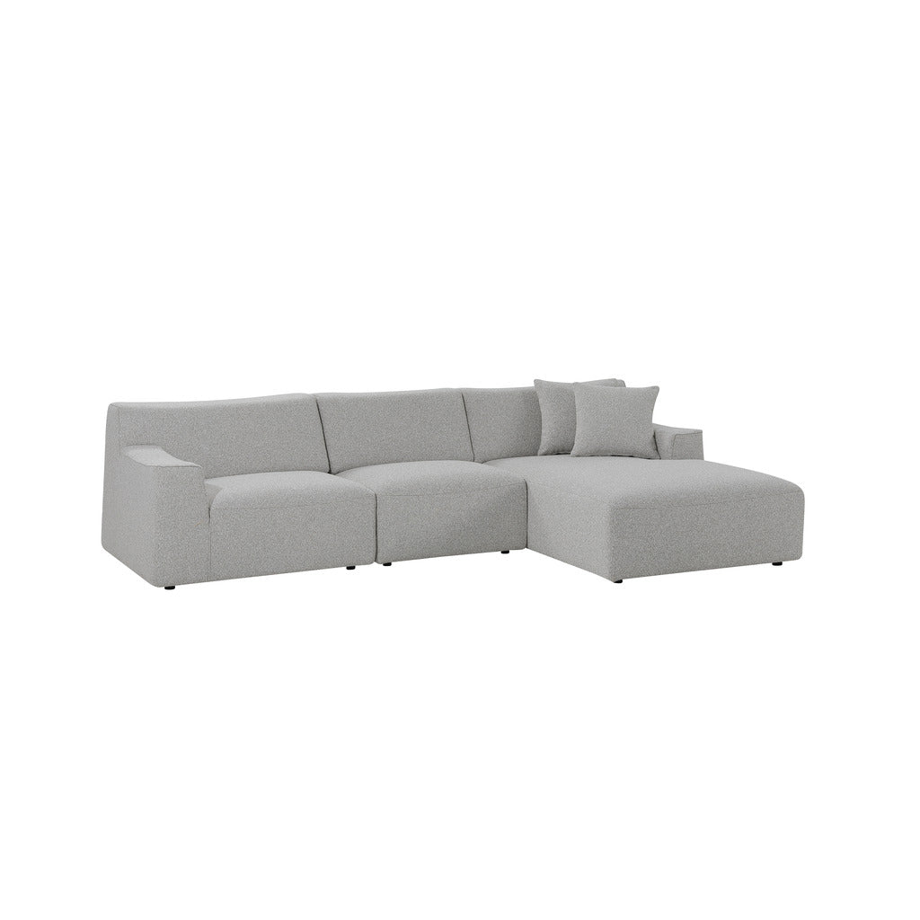 Marlin 3 Seater Right Chaise Fabric Sofa - Clay Grey Chaise Lounge Yay Sofa-Core   