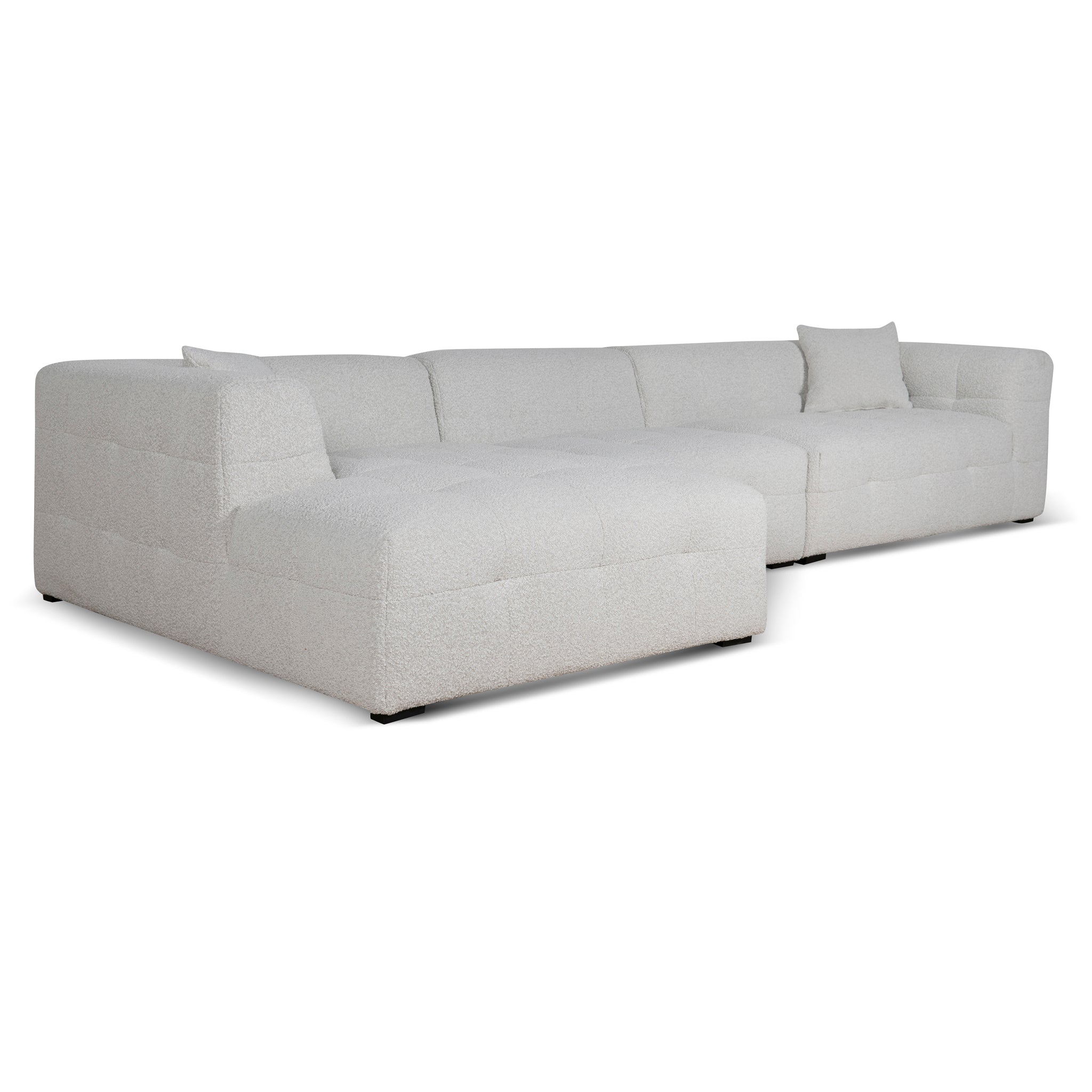 Almira 4 Seater Left Chaise Sofa - Pearl Boucle Sofa Casa-Core   