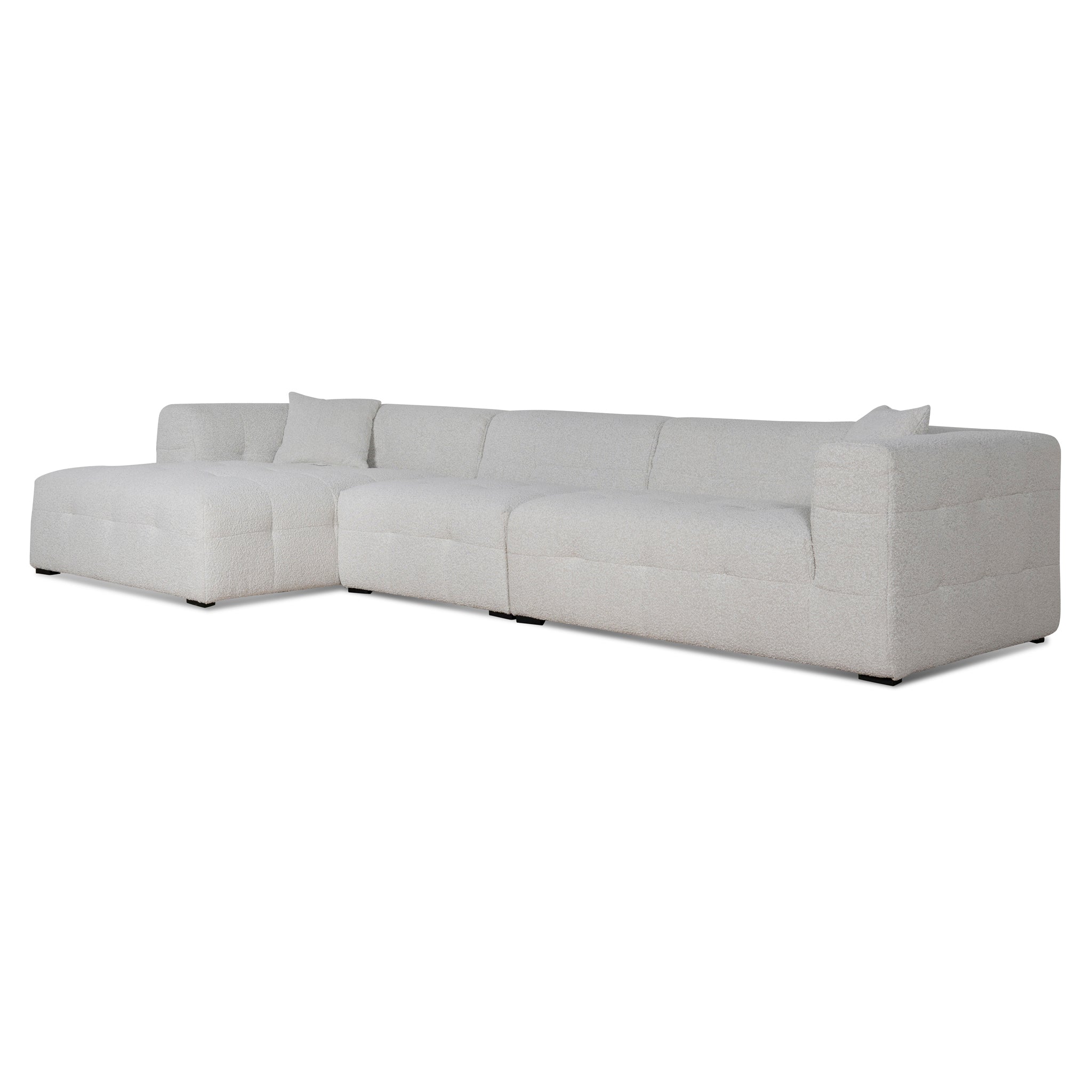 Almira 4 Seater Left Chaise Sofa - Pearl Boucle Sofa Casa-Core   