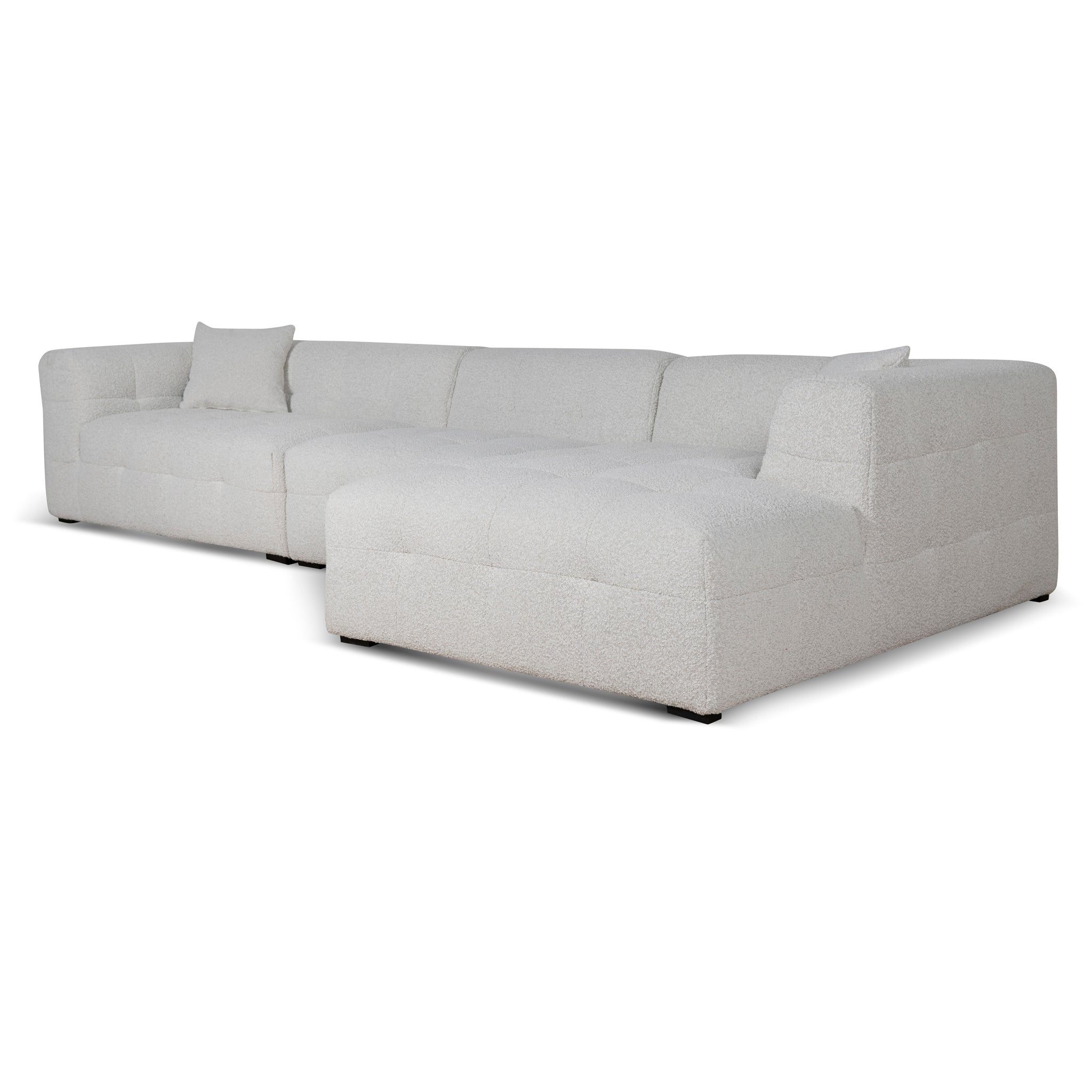 Almira 4 Seater Right Chaise Sofa - Pearl Boucle Sofa Casa-Core   