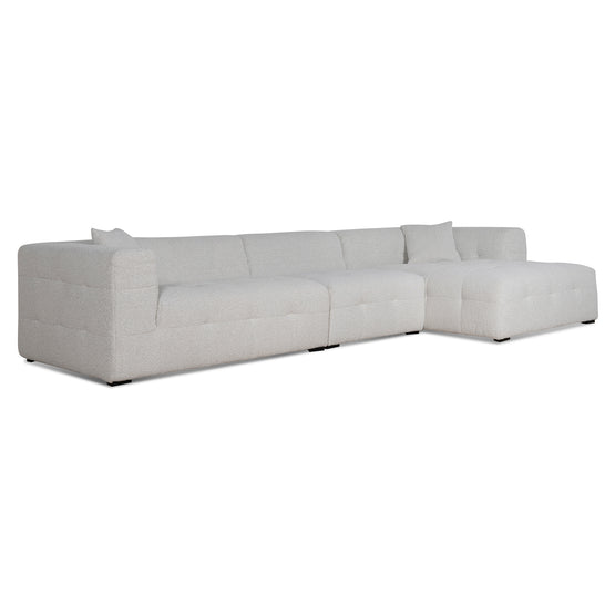 Almira 4 Seater Right Chaise Sofa - Pearl Boucle Sofa Casa-Core   