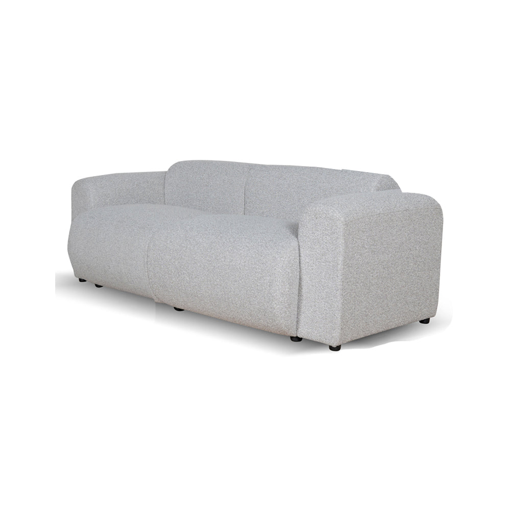 Elita 3 Seater Fabric Sofa - Silver Grey Boucle - Last One Sofa Blue Steel Sofa- Core   