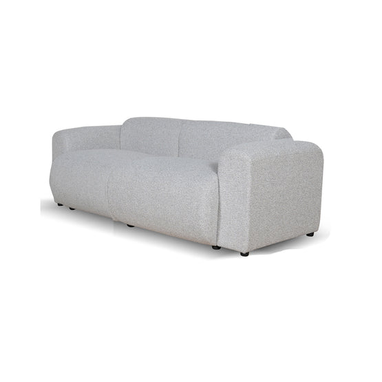 Elita 3 Seater Fabric Sofa - Silver Grey Boucle Sofa Blue Steel Sofa- Core   