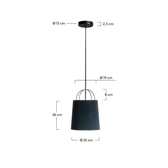 Lana Velvet Pendant Lamp - Black Pendant Light The Form-Local