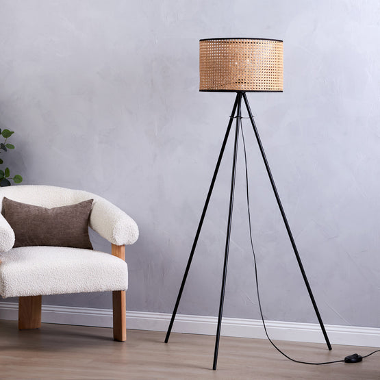 Lari Floor Lamp - Natural & Black Lighting Albi-Local   