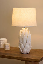 Lotus Ceramic Table Lamp - White Lighting Albi-Local