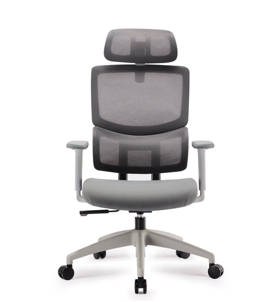 Furrow Mesh Ergonomic Office Chair with Headrest - Grey Office Chair Unicorn-Core   