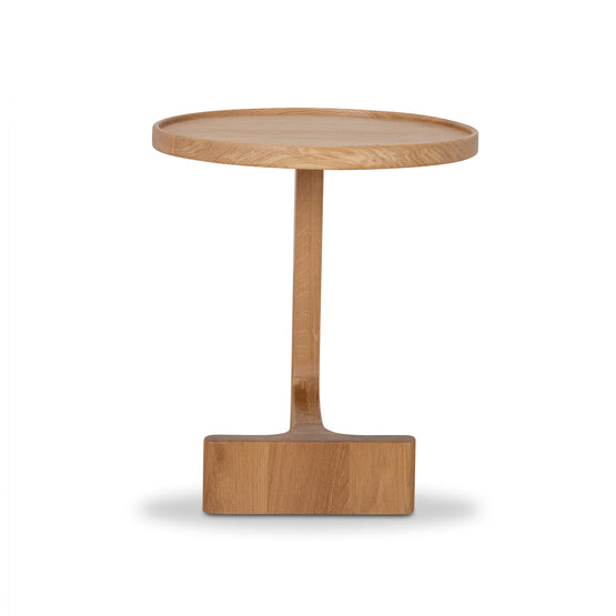 Lockyer 45cm Round Side Table - Natural Oak Side Table Oakwood-Core   