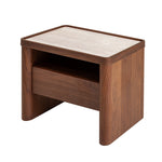 Modesta Glass Top Bedside Table - Walnut Bedside Table Iggy-Core