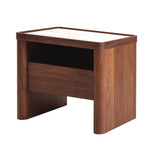 Modesta Glass Top Bedside Table - Walnut Bedside Table Iggy-Core