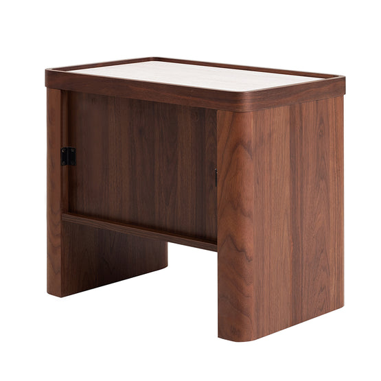 Modesta Glass Top Bedside Table - Walnut Bedside Table Iggy-Core