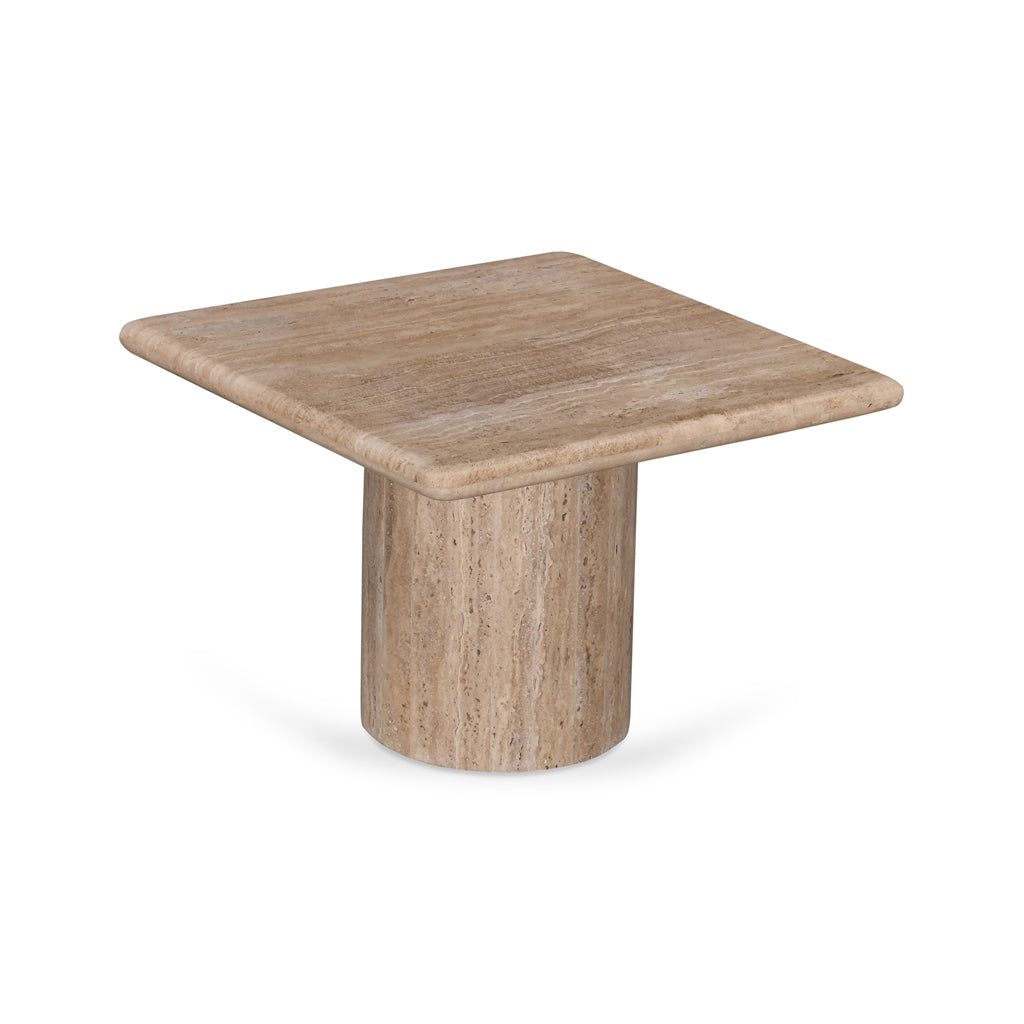 Costin 50cm Travertine Top Side Table - Natural Side Table Rebhi-Core   