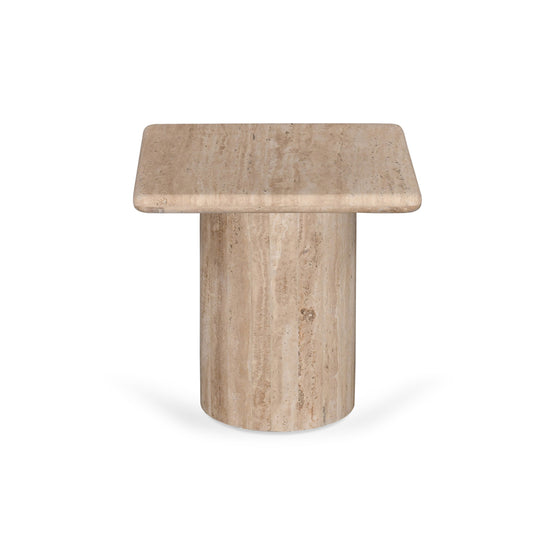 Costin 42cm Travertine Top Side Table - Natural Side Table Rebhi-Core   