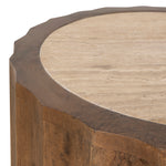 Avanti 45cm Travertine Top Round Side Table - Walnut Side Table Rebhi-Core   