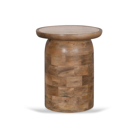 Urbina 40cm Travertine Top Side Table - Natural Side Table Rebhi-Core   