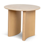 Linden 60cm Travertine Top Side Table - Creme Ash Side Table Kodak-Core   