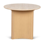 Linden 60cm Travertine Top Side Table - Creme Ash Side Table Kodak-Core   