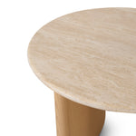 Linden 60cm Travertine Top Side Table - Creme Ash Side Table Kodak-Core   