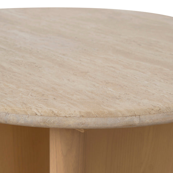 Linden 60cm Travertine Top Side Table - Creme Ash Side Table Kodak-Core   