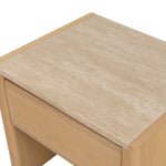 Linden 55cm Travertine Top Bedside Table - Creme Ash Bedside Table Kodak-Core   