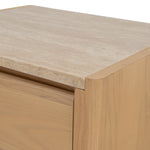 Linden 55cm Travertine Top Bedside Table - Creme Ash Bedside Table Kodak-Core   