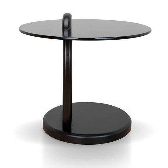 Vardo 50cm Round Glass Side Table - Full Black Side Table NY-Core   