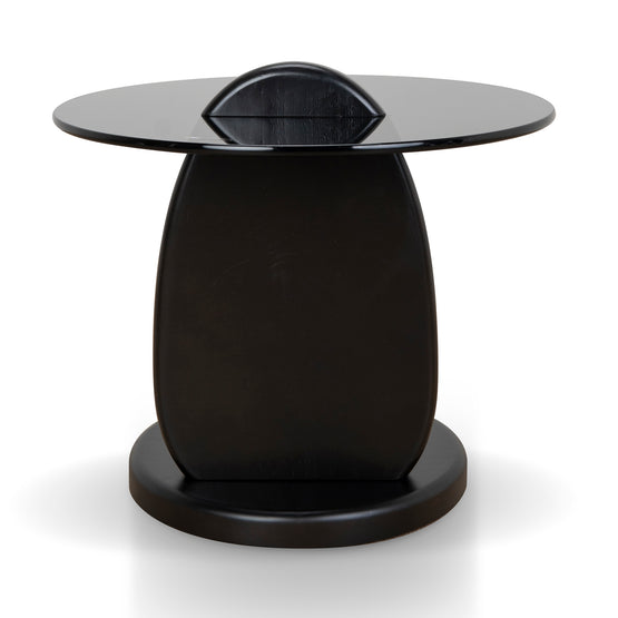 Vardo 50cm Round Glass Side Table - Full Black Side Table NY-Core   