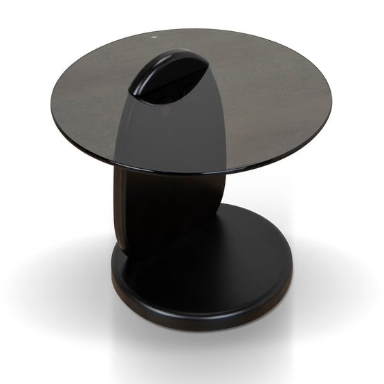 Vardo 50cm Round Glass Side Table - Full Black Side Table NY-Core   