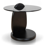 Vardo 50cm Round Glass Side Table - Full Black Side Table NY-Core   