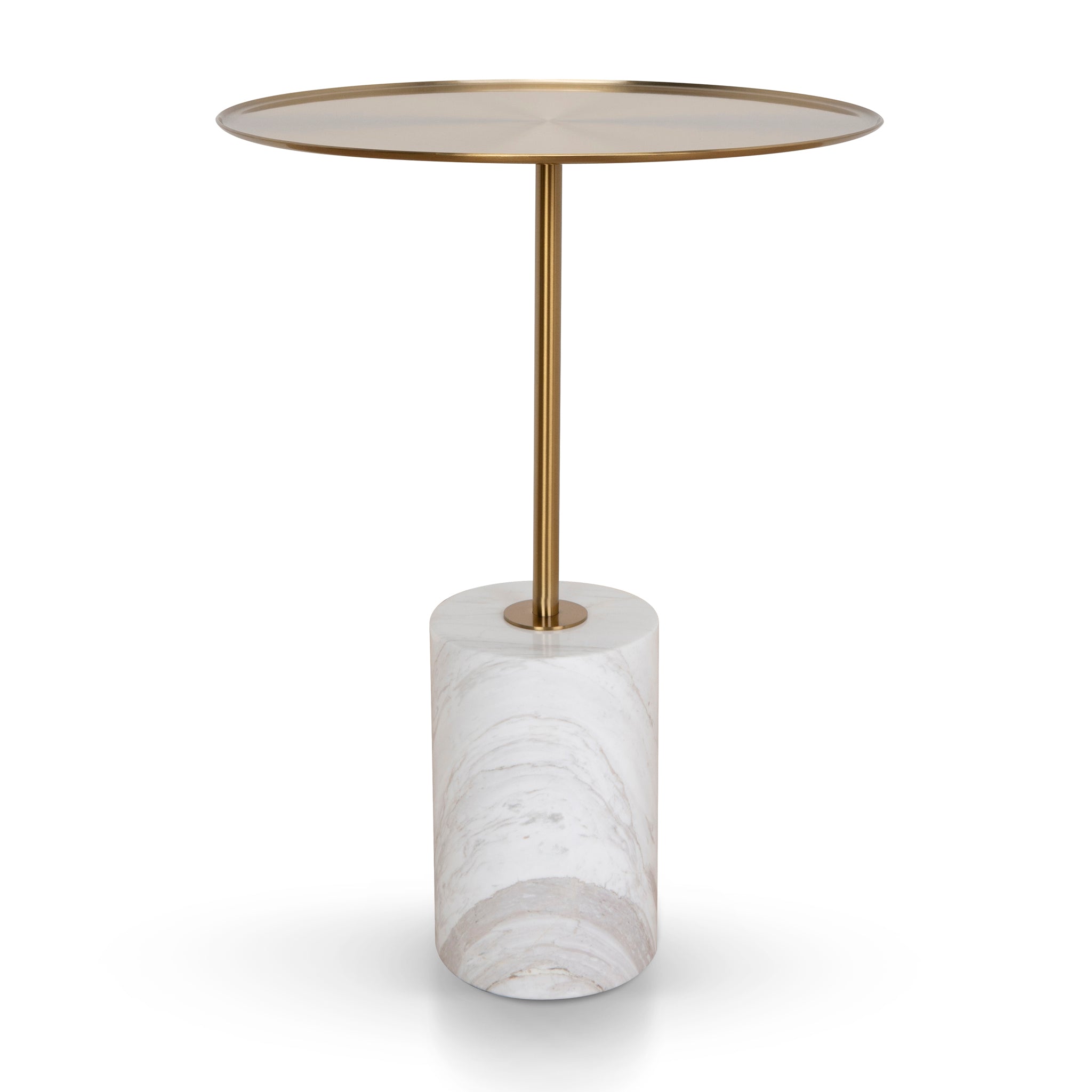 Pravina 45cm Brushed Gold Side Table - Carrara Marble Side Table NY-Core