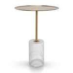 Pravina 45 cm Brushed Gold Side Table - Carrara Marble Side Table NY-Core   